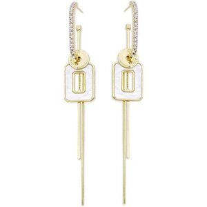 Black White Earrings Women Girls Gold Plated Dangle Drop Geometric Jewel…